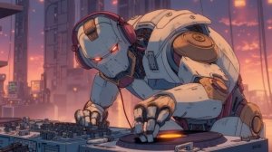 Synthwave Dimension 🎧 Retro Robot DJ Set in a Neon Cyberpunk Cityscape