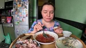 Мукбанг/Борщ/Еда/Вкусная домашняя еда