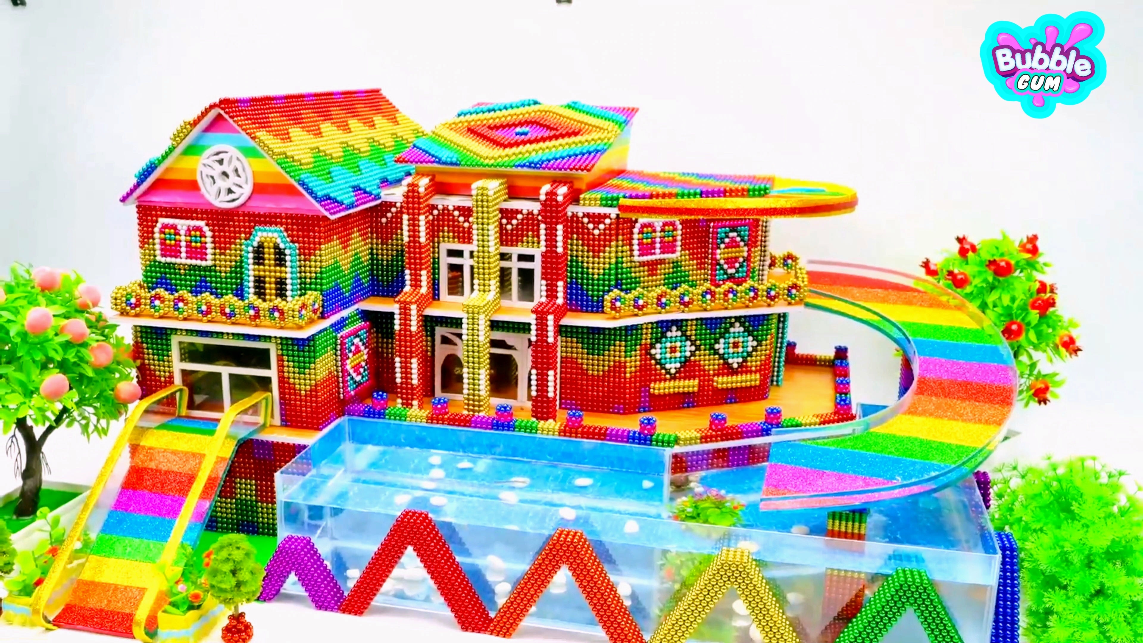 Магнитные шарики - Как сделать Радужную Виллу! Интересное видео с магнитными шариками.