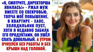 «О, смотрите, директорша явилась!» — ржал муж со свекровью. Через месяц смех сменился тишиной