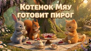 Котенок Мяу готовит пирог. Видео для малышей.