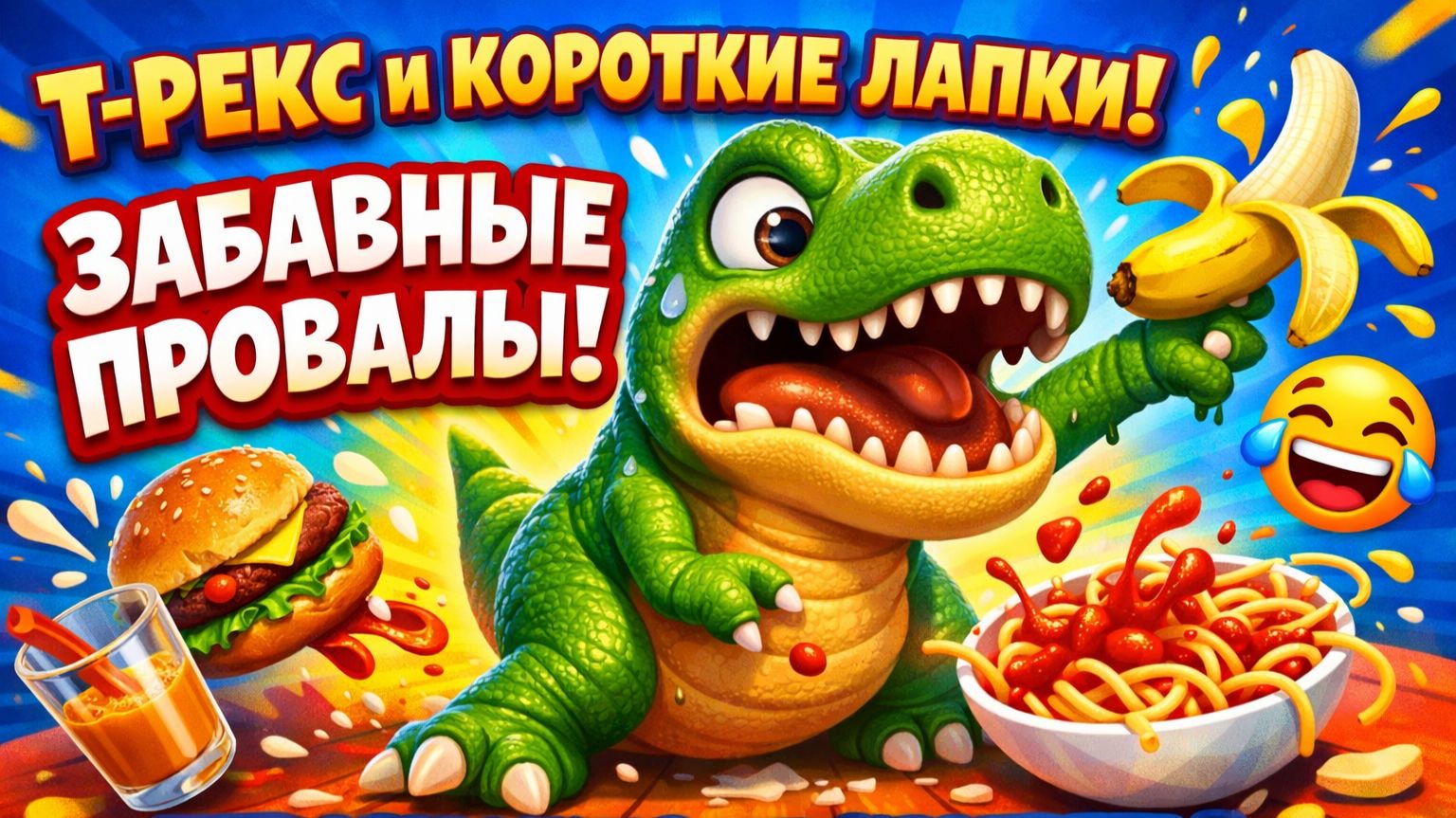 Динозавр тирекс не может поесть из-за маленьких ручек! Забавные ситуации