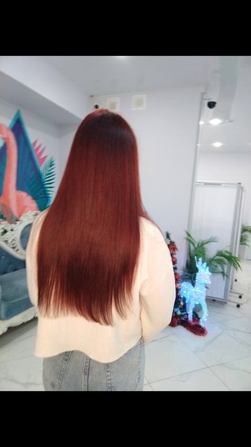 окрашивание в 1 тон в жгучий медно шиколадный цвет