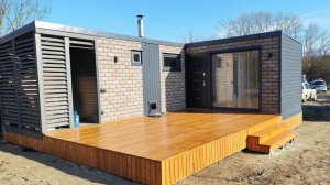 Баня двухмодульная с террасой и лучшей планировкой. Видеообзор бани Филоненко