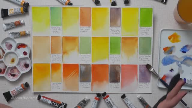Основные акварельные оттенки желтого и оранжевого + любимые сочетания