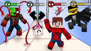 Джей Джей против Майки, Бананакид против Кэрри, Человек-паук во всех костюмах. Майнкрафт Мультик