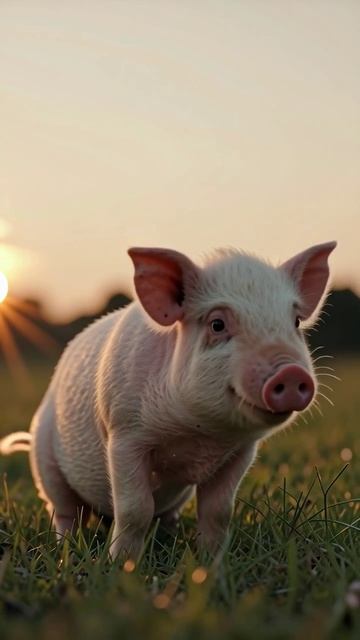 Милый поросенок на закате 🌅 #животные #сельское_хозяйство #поросенок