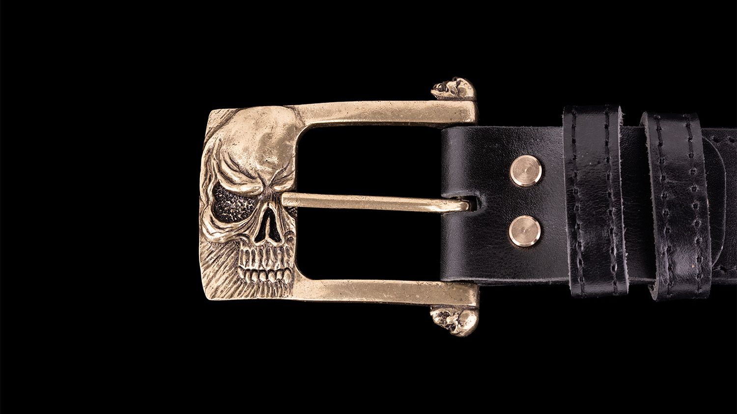 Ремень Череп классический (Латунь, натуральная кожа)