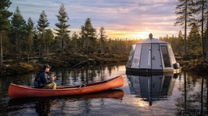 Одиночный кемпинг, каяк, рыбалка и приготовление пищи.