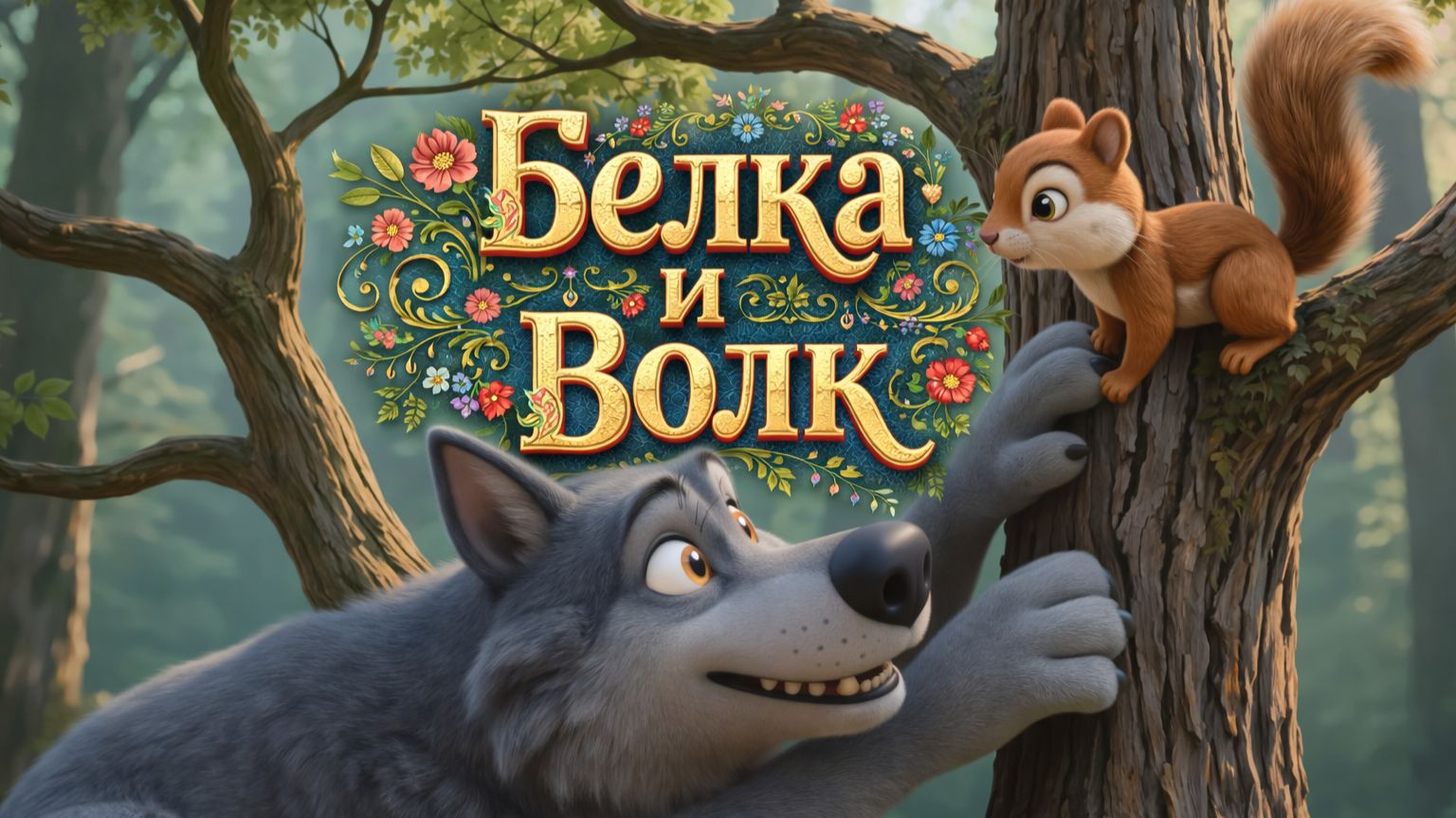 Белка и волк🐺 Мультик — сказка 🎈