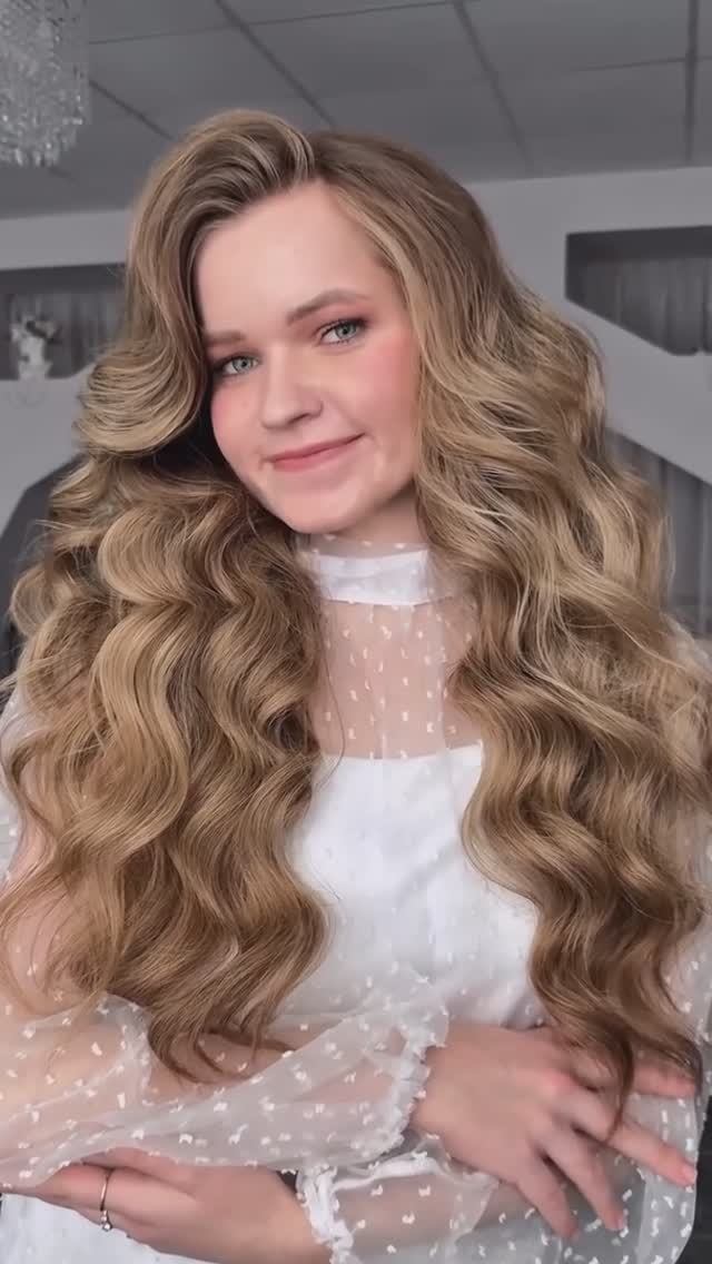 Объемные локоны на плойку #прическа #укладка #волосы #локоны