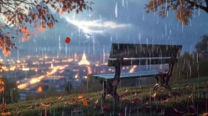 Уютный дождливый вечер в городе. Успокаивающие звуки дождя и города.