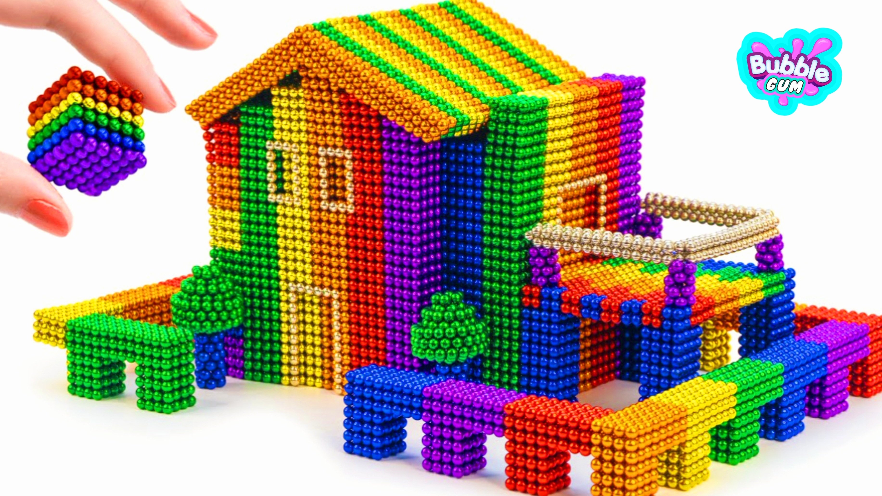 Магнитные шарики - Как сделать Радужную Виллу! Интересное видео с магнитными шариками.