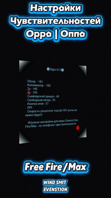 Настройки чувствительностей для устройств Oppo/Оппо Free Fire/Max 2026 (часть 1)