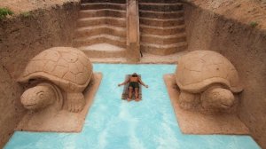 65 Дней строительства подземного бассейна в джунглях, примитивными методами.