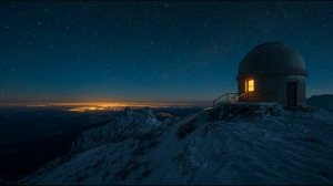 Mountain Observatory 🌌 2 Hour Serene Ambience  Starlit Snow & Distant Glow  Mysterious Calm｜Dystopi