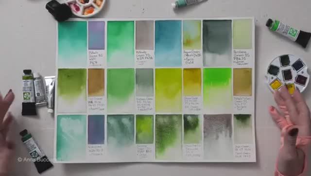 Основные оттенки зеленого для акварели 💚 Не покупайте и не смешивайте, пока не посмотрите!