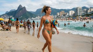 КРАСИВЫЕ ЖЕНЩИНЫ В МИКРОБИКИНРИ ОТДЫХАЮТ НА ПЛЯЖЕ