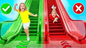 Настя и её друзья изучают правила безопасности в торговом центре