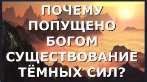 Почему Попущено Богом существование  "Тёмных сил"  Н.Е. Пестов