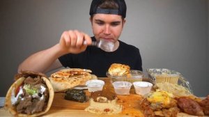 K FOOD Mukbang _ Gyros, Spanakopita, Moussaka, Falafels, Hummus & Pita, Dolmades Ш