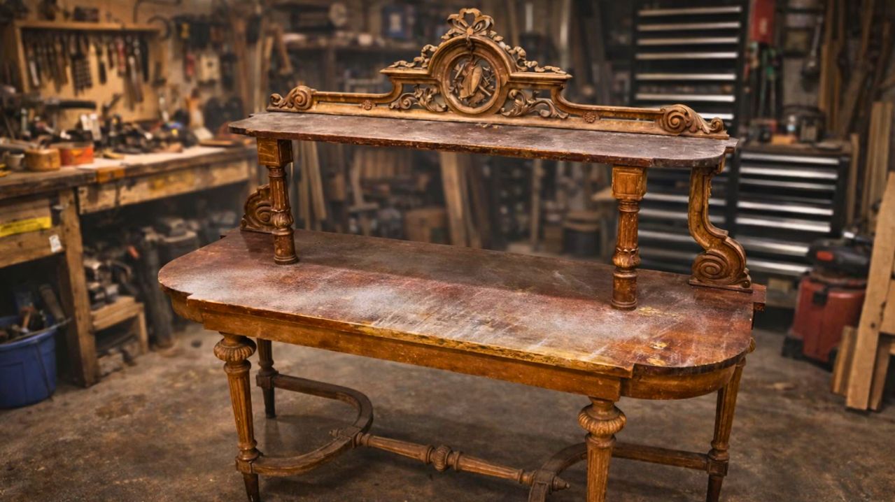 Реставрация старого деревянного консольного стола