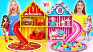 Мы строим удивительные кукольные домики! Макдоналдс против Баскин Роббинс | Война розыгрышей