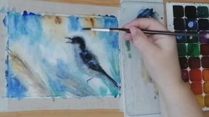 Это тот редкий случай, когда я довольна результатом своего рисования. Акварель. Птица.