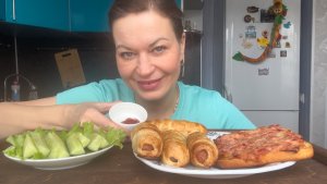 МУКБАНГ ЗАВТРАК СОСИСКИ В ТЕСТЕ/ГОРЯЧИЙ БУТЕРБРОД (МИНИ ПИЦЦА)/MUKBANG ЕДА ОБЖОР
