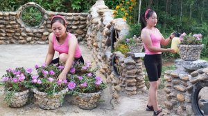 Делаю цветочные горшки из камня. Посадка декоративных цветов. Серия 22. Се