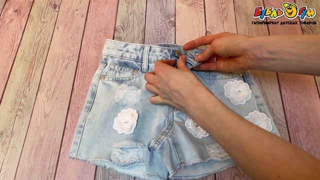 Шорты Lanson Kids джинсовые с объемной цветочной аппликацией голубые - видео