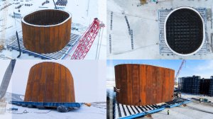 Строим Ленский мост. Перемещение первого коффердама