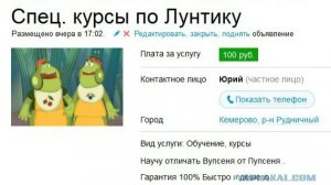 Лютые объявления АВИТО. Спец курсы по ЛУНТИКУ