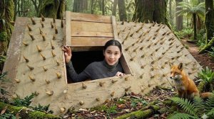 Девушка строит подземное убежище для выживания с защитой от диких животных. Бушкрафт