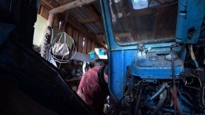 снег чистим трактором дорога