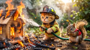 Мультики для детей. Котик и белка строят домик, мультики/видео про котиков