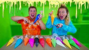 3 ЦВЕТА КЛЕЯ В КОНДИТЕРСКИХ МЕШКАХ СЛАЙМ ЧЕЛЛЕНДЖ ! Новая Серия Маша Зум