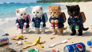 Мультики для детей, котики спасают океан от мусора, мультик/видео про котиков