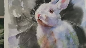 Края меха — продвинутая техника акварели. Демонстрация на примере белого кролика