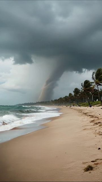 Сила природы: ураган у побережья #ураган #природа #шторм