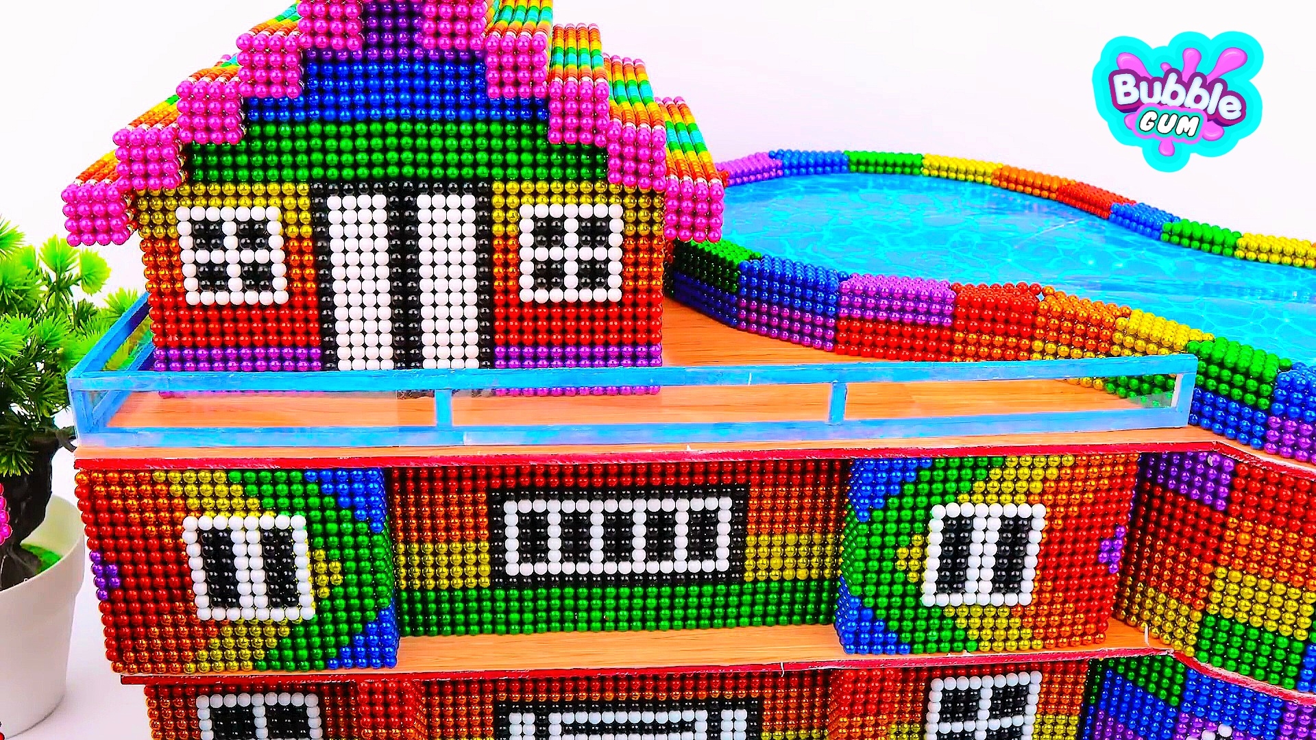 Магнитные шарики - Как сделать Радужную Виллу! Интересное видео с магнитными шариками.