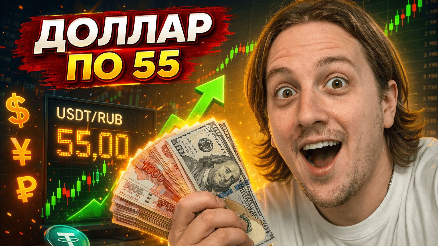 Случайно заработал 100 000 рублей. Арбитраж валют на Московской бирже. Купил юсдт по 55 рублей