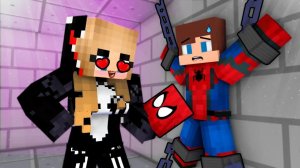Джей Человек паук в ловушке любви от Веномной девушки. Майнкрафт Мультик