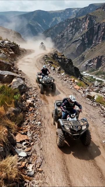 Экстремальные гонки по горным тропам на квадроциклах #квадроциклы #адреналин #приключения