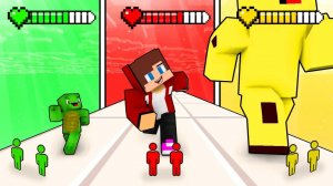 Джей Джей против Майки против Бананакида в игре Гигантская ГОНКА. Майнкрафт Мультик