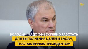 Володин: надо эффективно работать для выполнения целей и задач, поставленных Президентом
