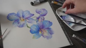 Мощная техника акварели (большинство уроков ее игнорируют) 💙 Голубые орхидеи