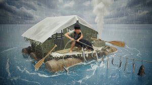 Сильный дождь обрушился на наш плот из мусора (Эп. 3)  Рыбалка на многокрючковую удочку и лов крабов