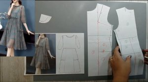 Моделирование. Шифоновое платье с отрезной завышенной талией и сборками по юбке. Выкройка № 2002.