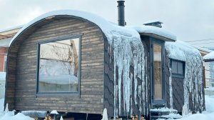 Баня "Квадро-Хаус" 4х6. Сборка за 1 день. Панорама. Боковой вход. Стиль.